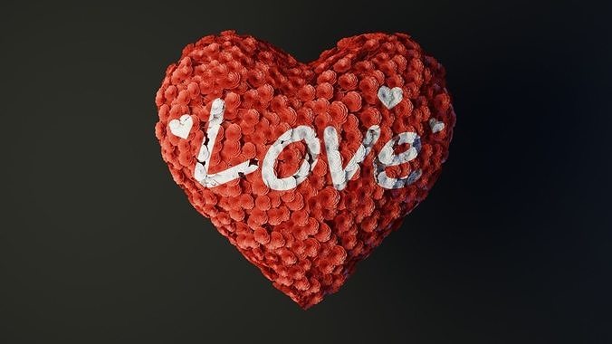 Heart made of wires covered with flowers 3D model