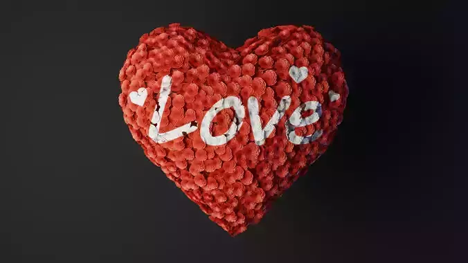 Heart made of wires covered with flowers 3D model