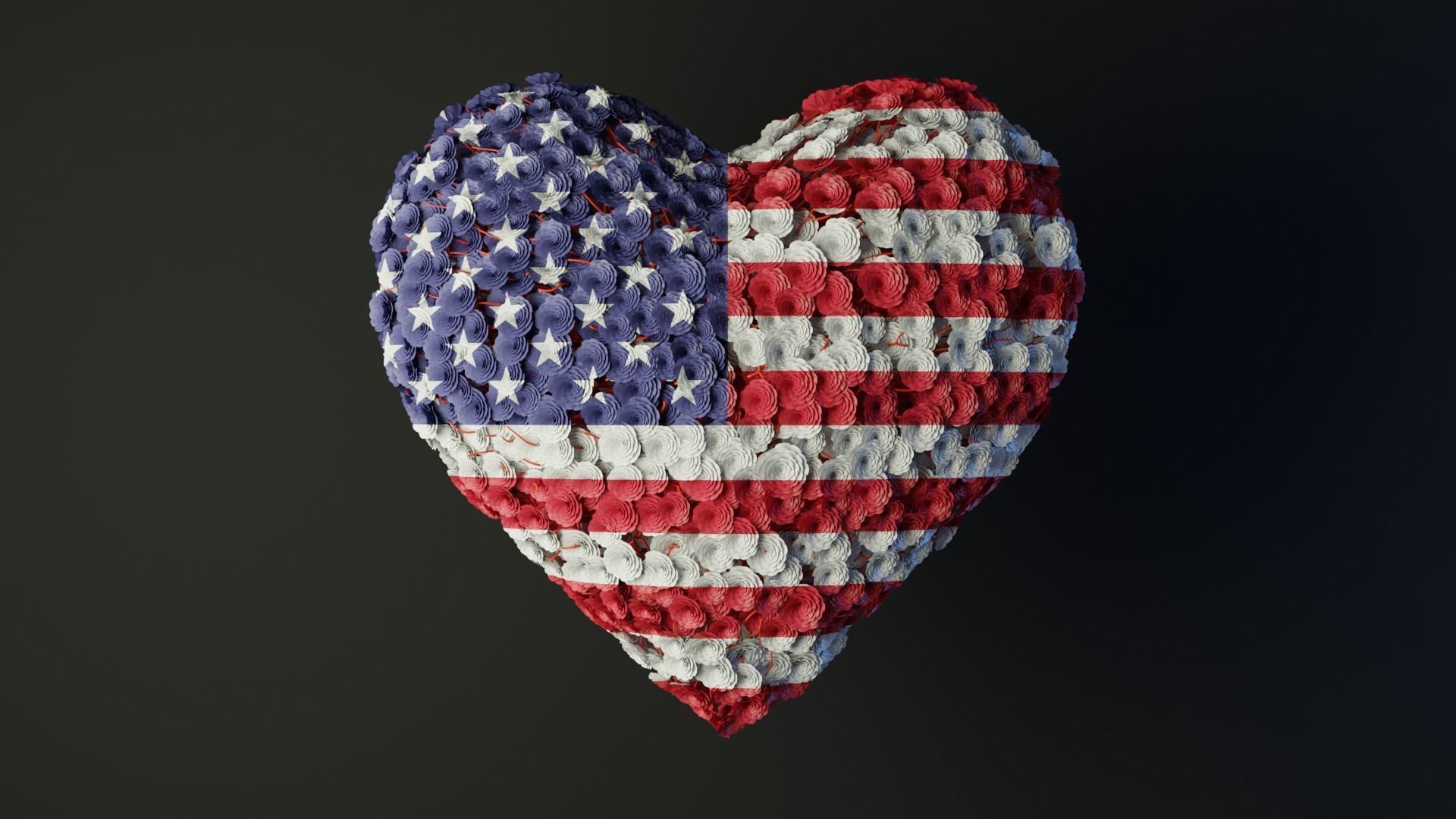 Heart made of wires covered with flowers 3D model_7