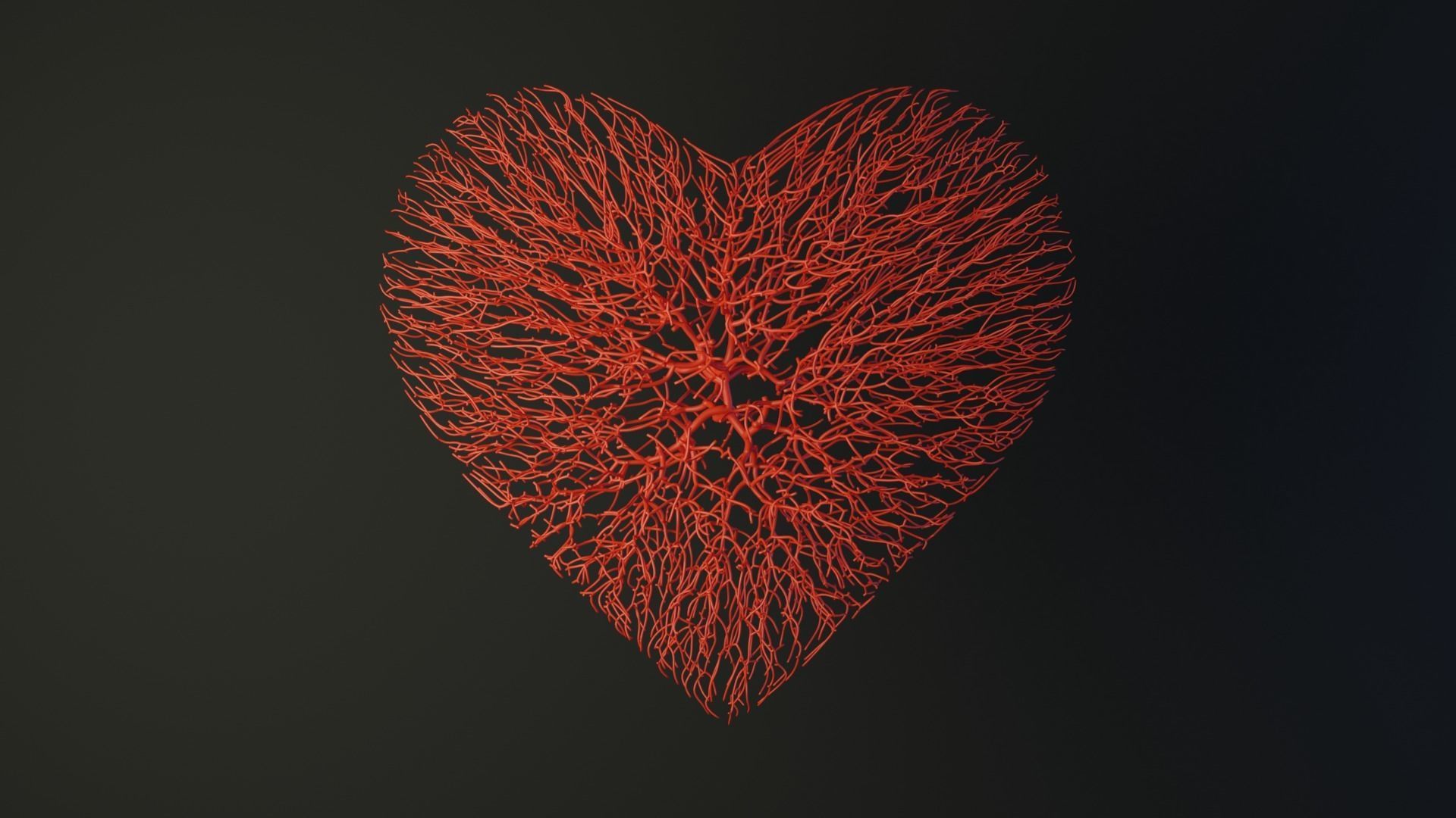 Heart made of wires covered with flowers 3D model_3