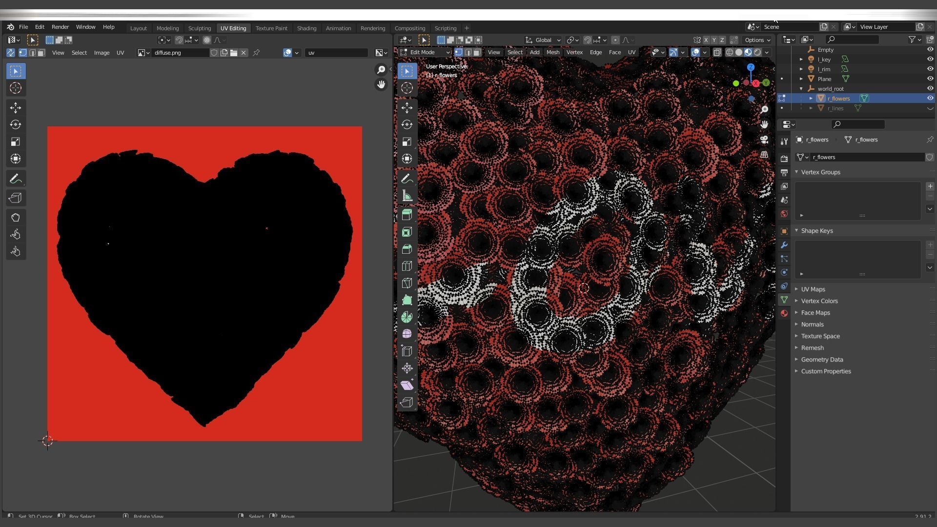 Heart made of wires covered with flowers 3D model_14