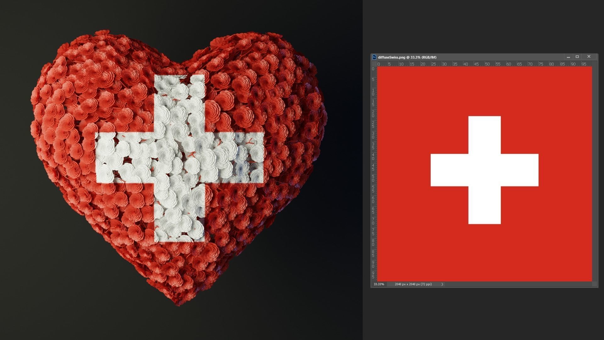 Heart made of wires covered with flowers 3D model_4