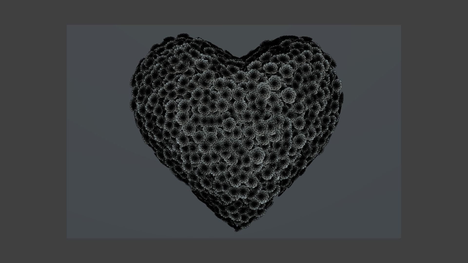 Heart made of wires covered with flowers 3D model_9