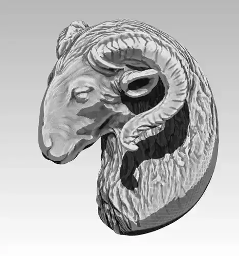 Detailed Ram head 3D print model