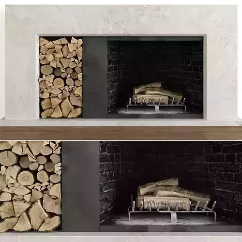 Fireplace with logs 3D model
