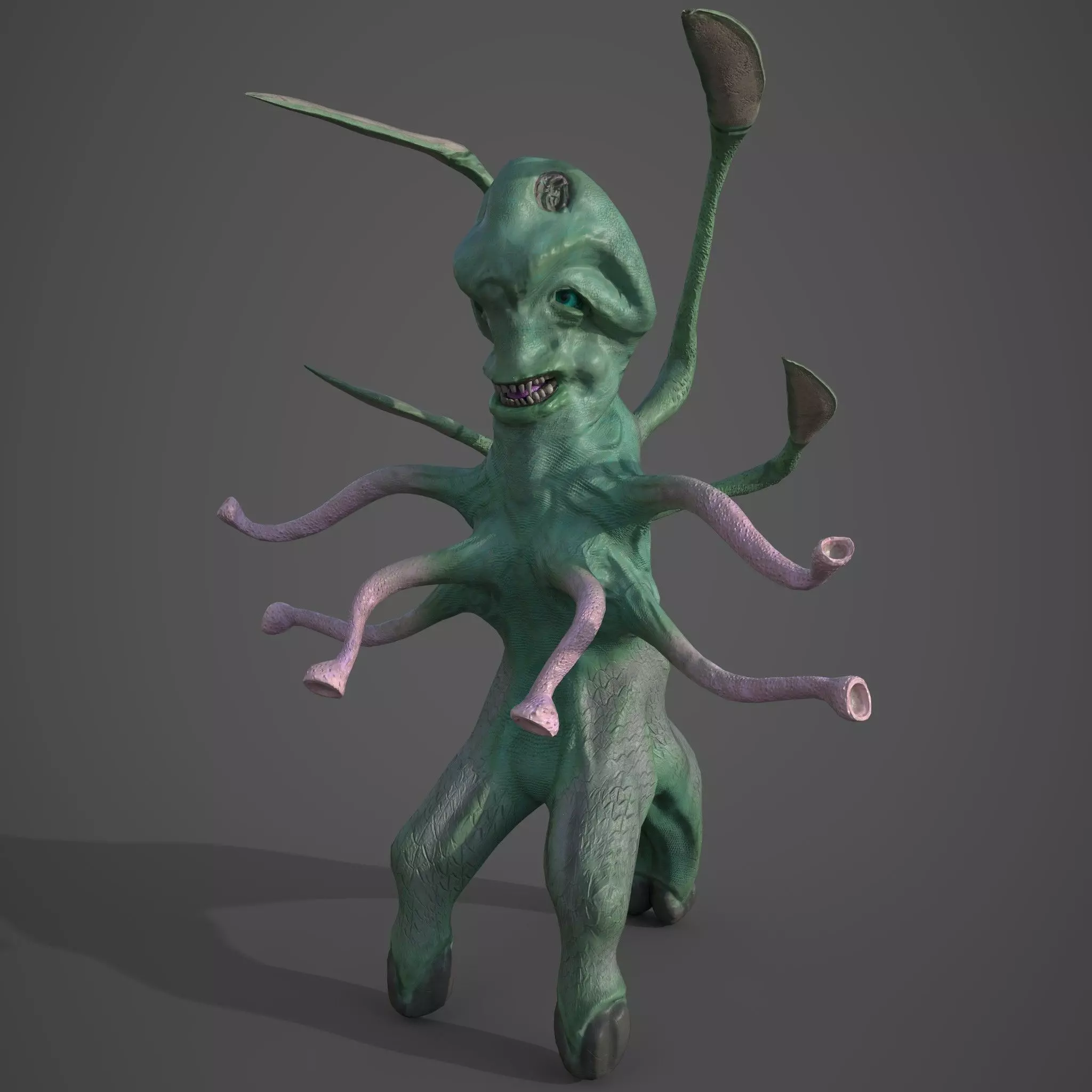 Alien creature Low-poly 3D model_0