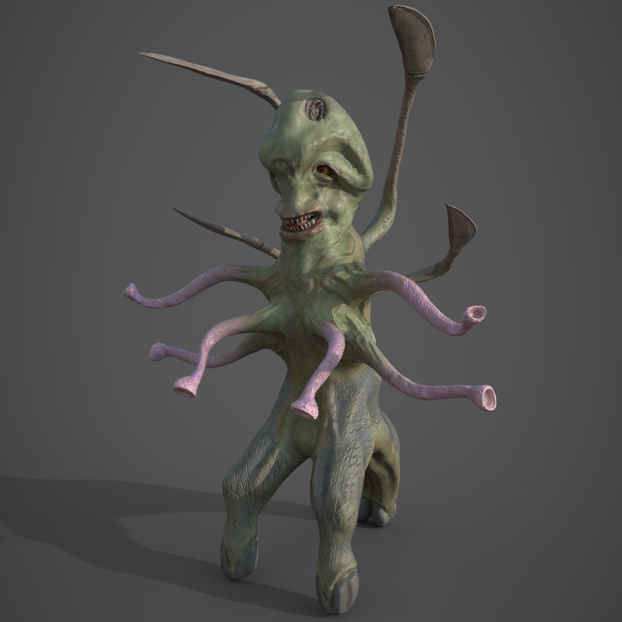 Alien creature Low-poly 3D model_2