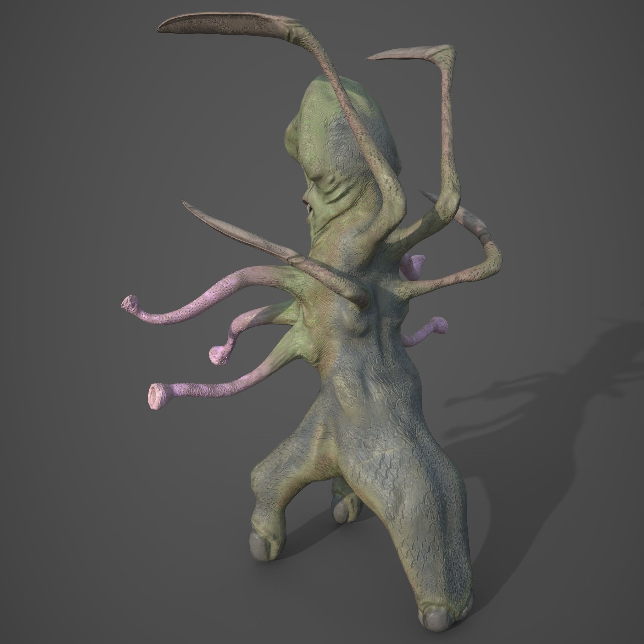 Alien creature Low-poly 3D model_3