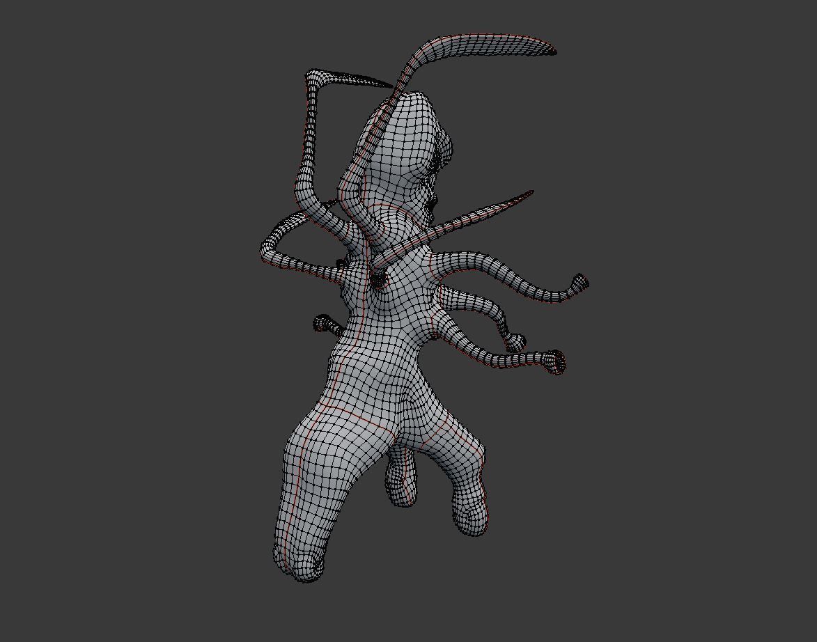 Alien creature Low-poly 3D model_7