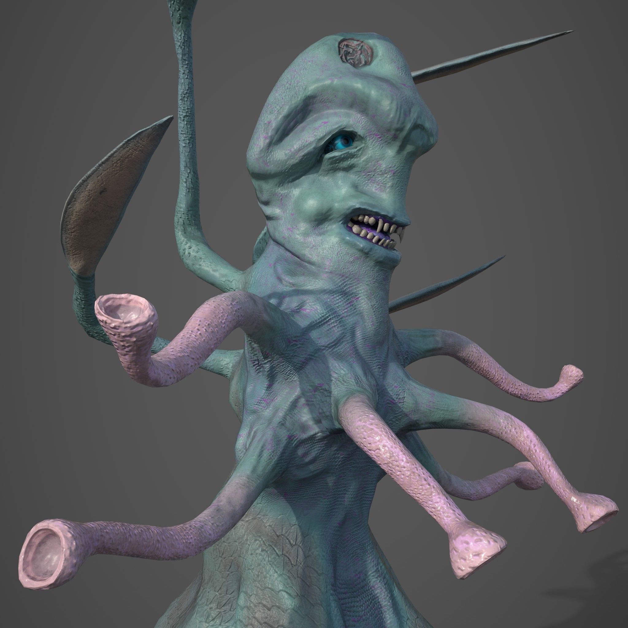 Alien creature Low-poly 3D model_4