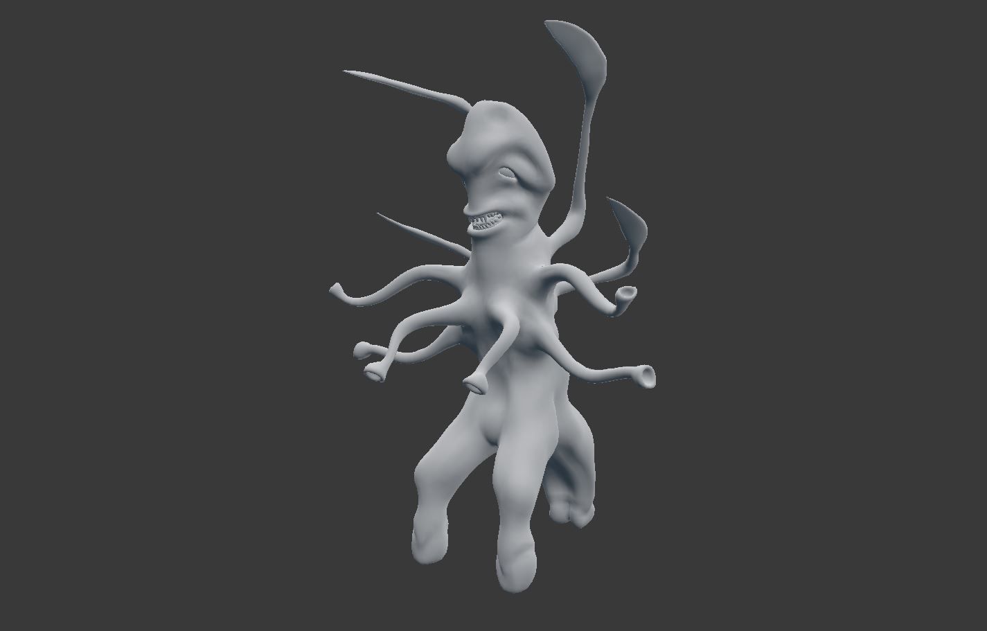 Alien creature Low-poly 3D model_5