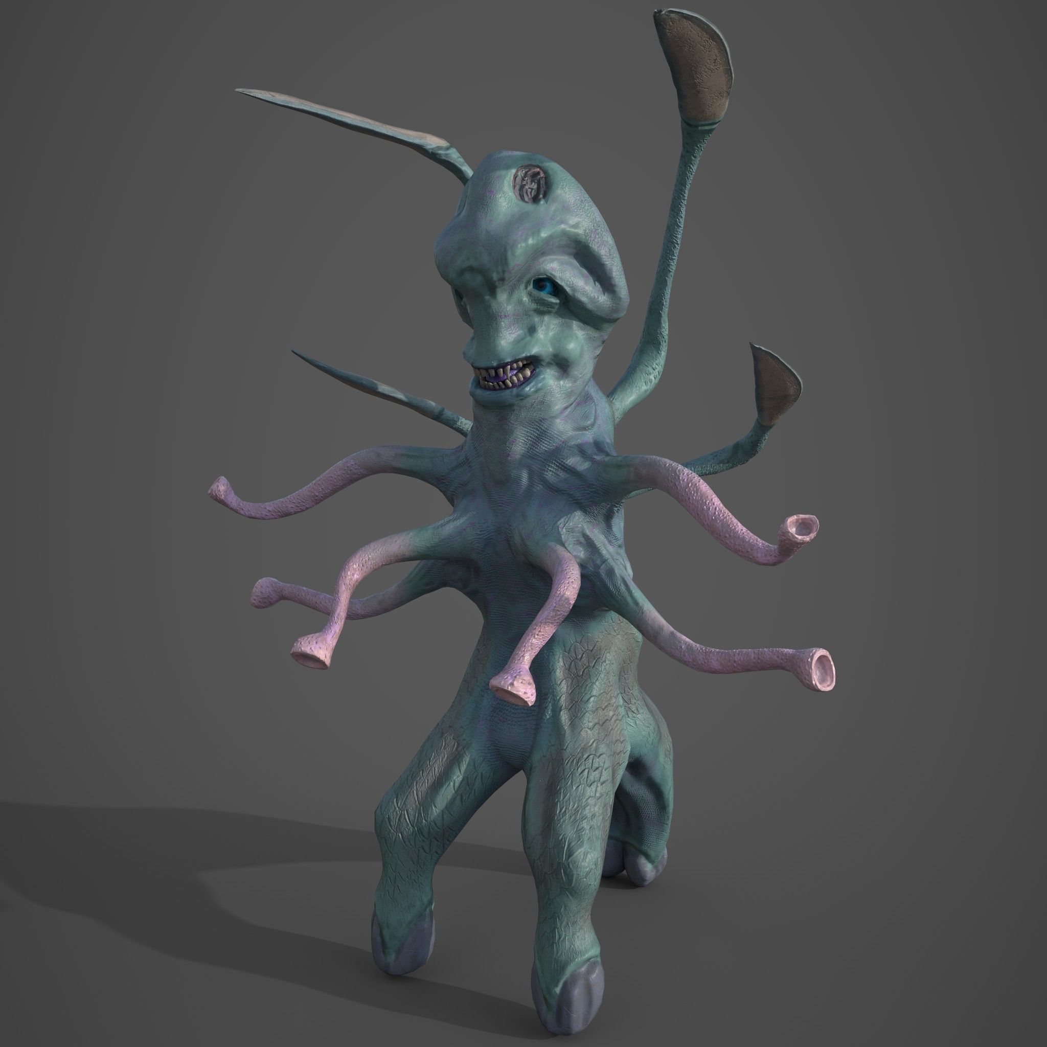 Alien creature Low-poly 3D model_1