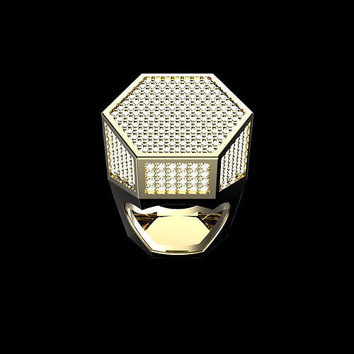 Hightop Diamond Hexagon Ring 3D print model