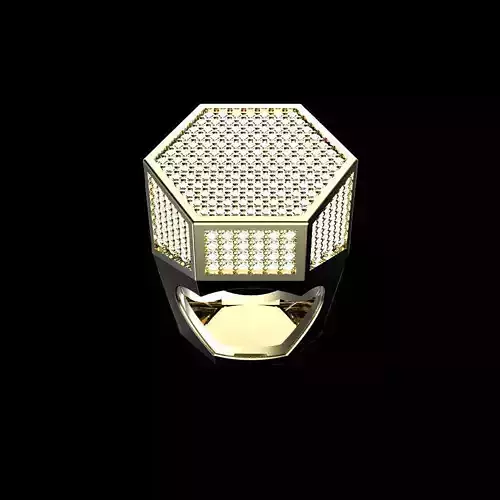 Hightop Diamond Hexagon Ring 3D print model