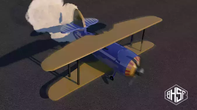 Lowpoly Doublewing plane