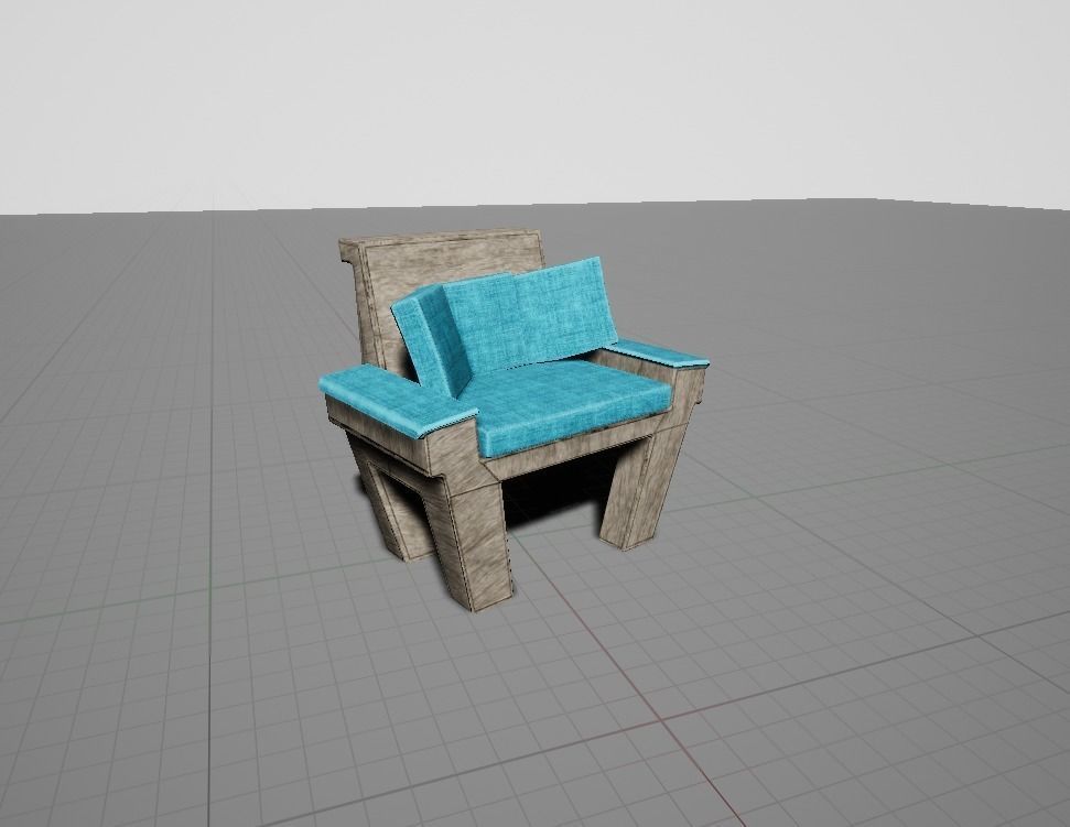 Wooden Couch Low-poly 3D model_5