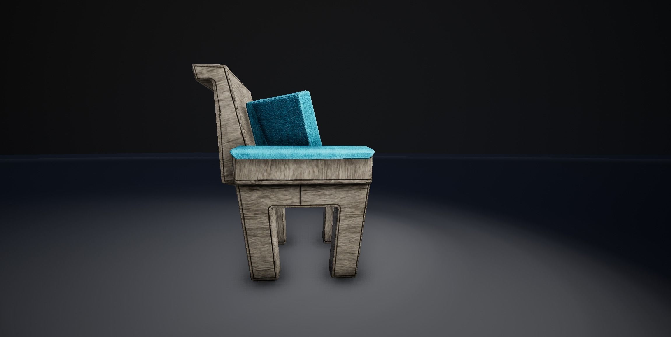 Wooden Couch Low-poly 3D model_3