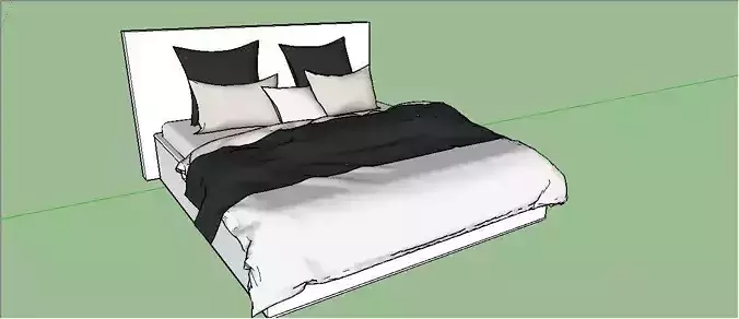 Bed model with pillows