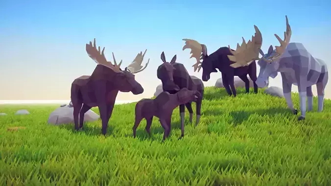 Poly Art Moose Low-poly 3D model