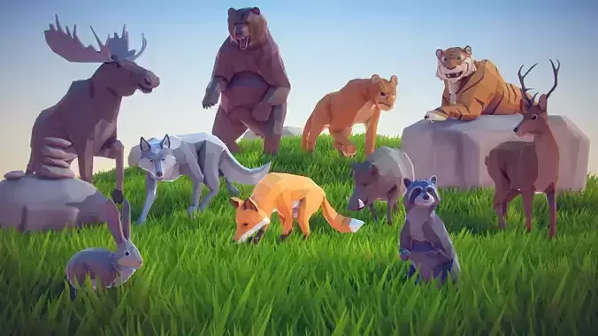 Poly Art Forest Set 3D Model Collection