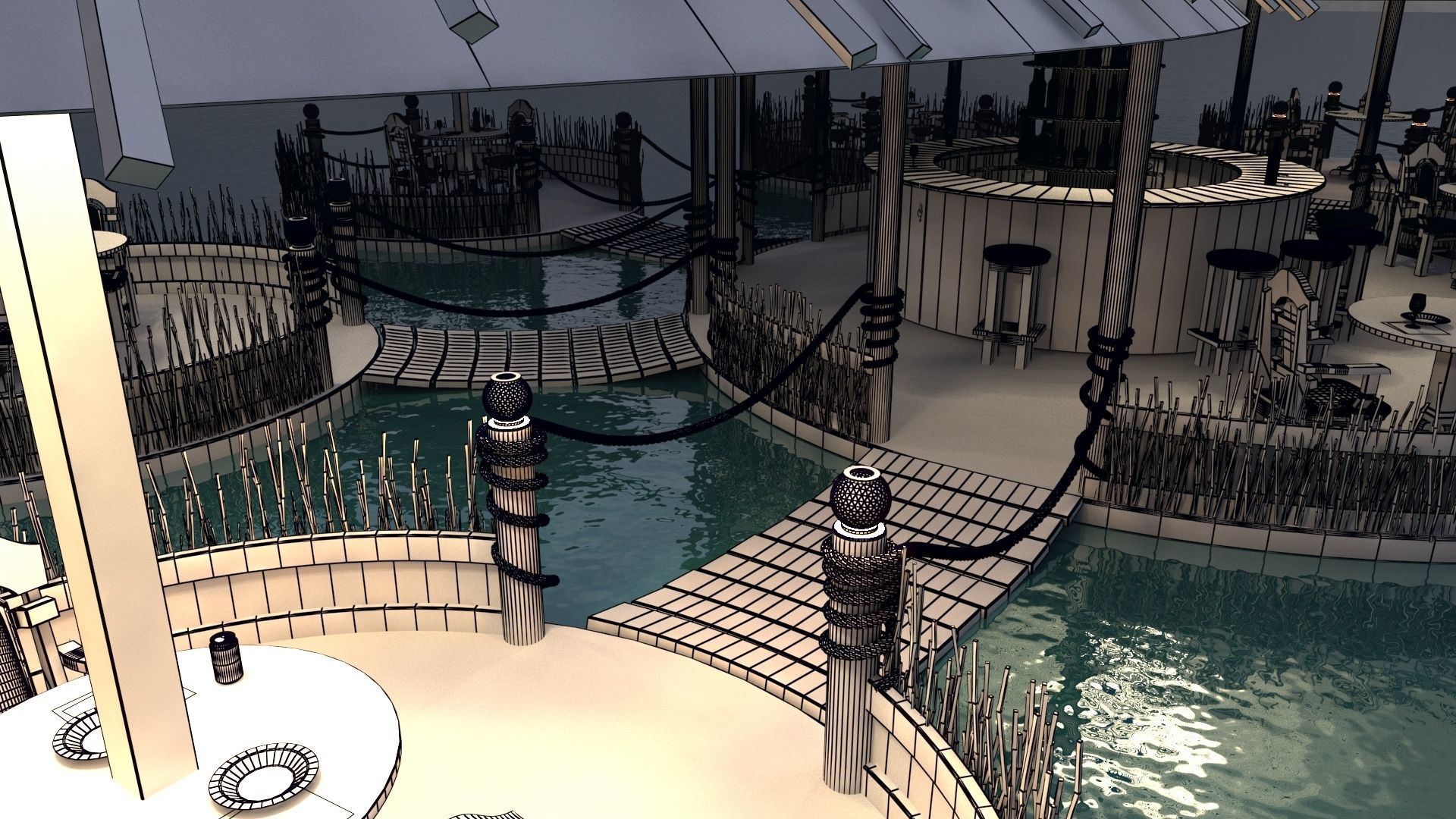 cafe on the water 3D model_5