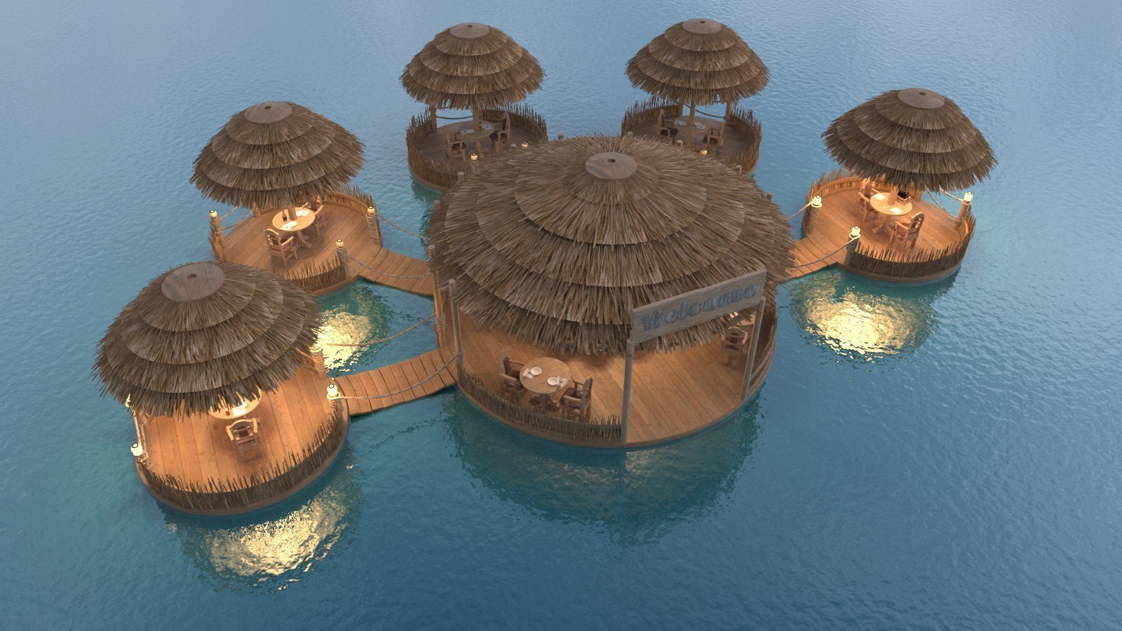 cafe on the water 3D model_1