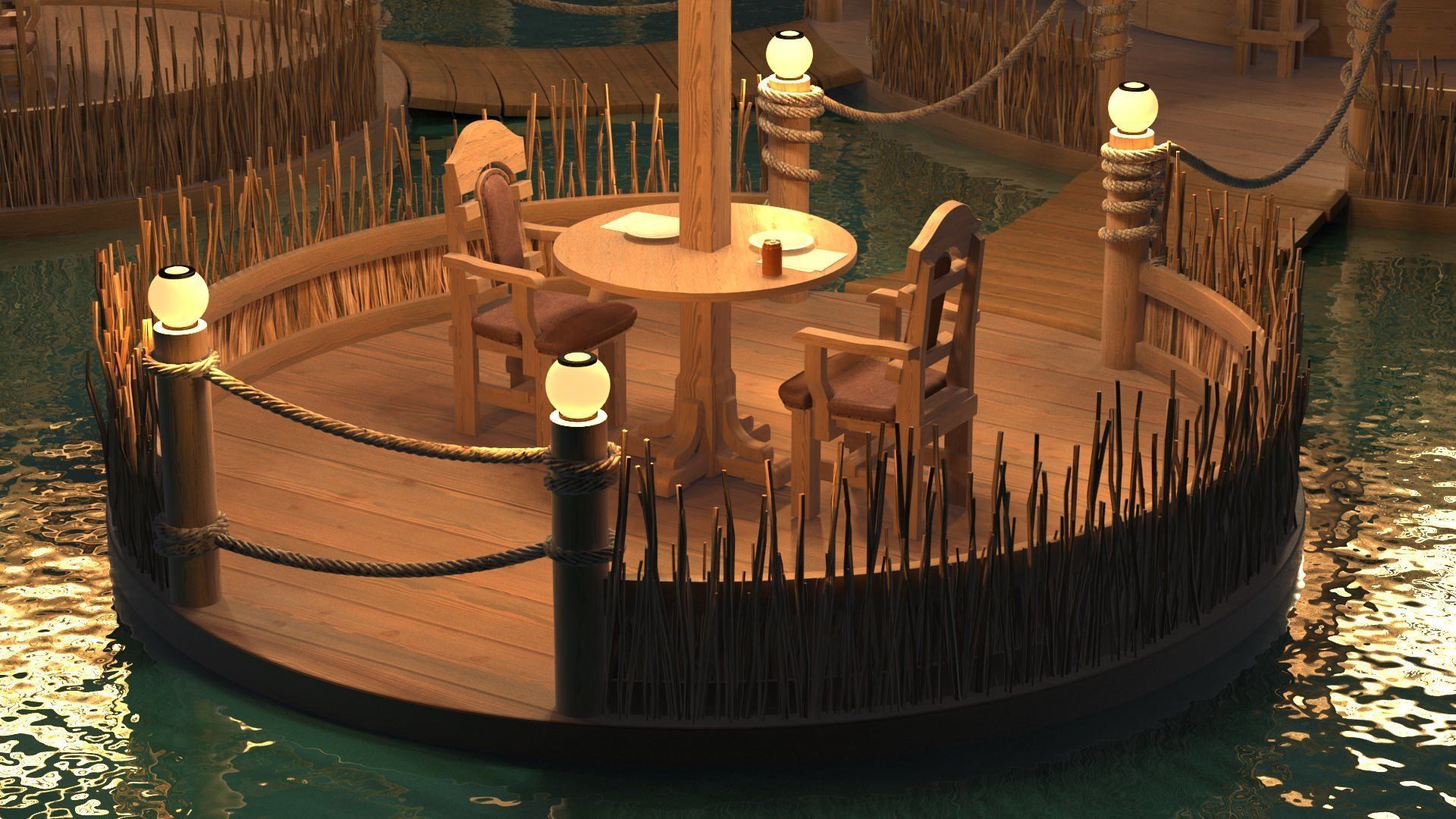 cafe on the water 3D model_8