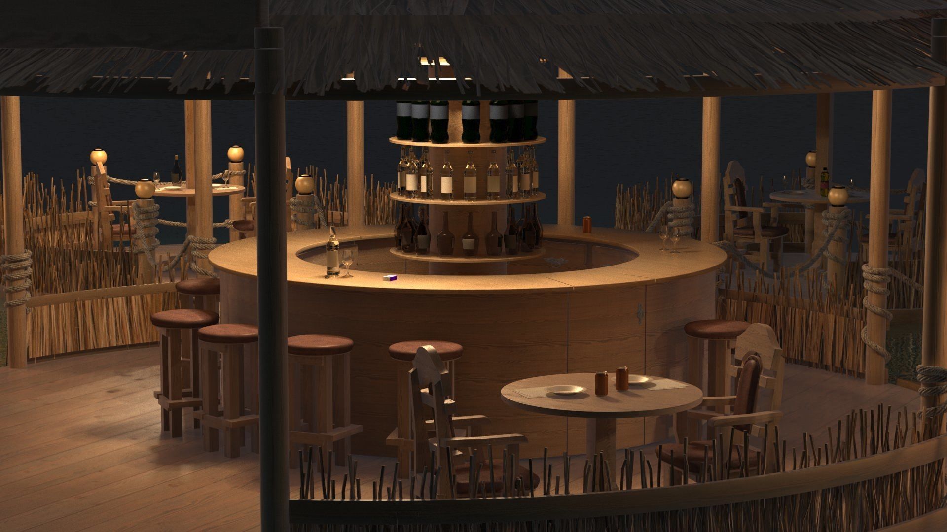 cafe on the water 3D model_7
