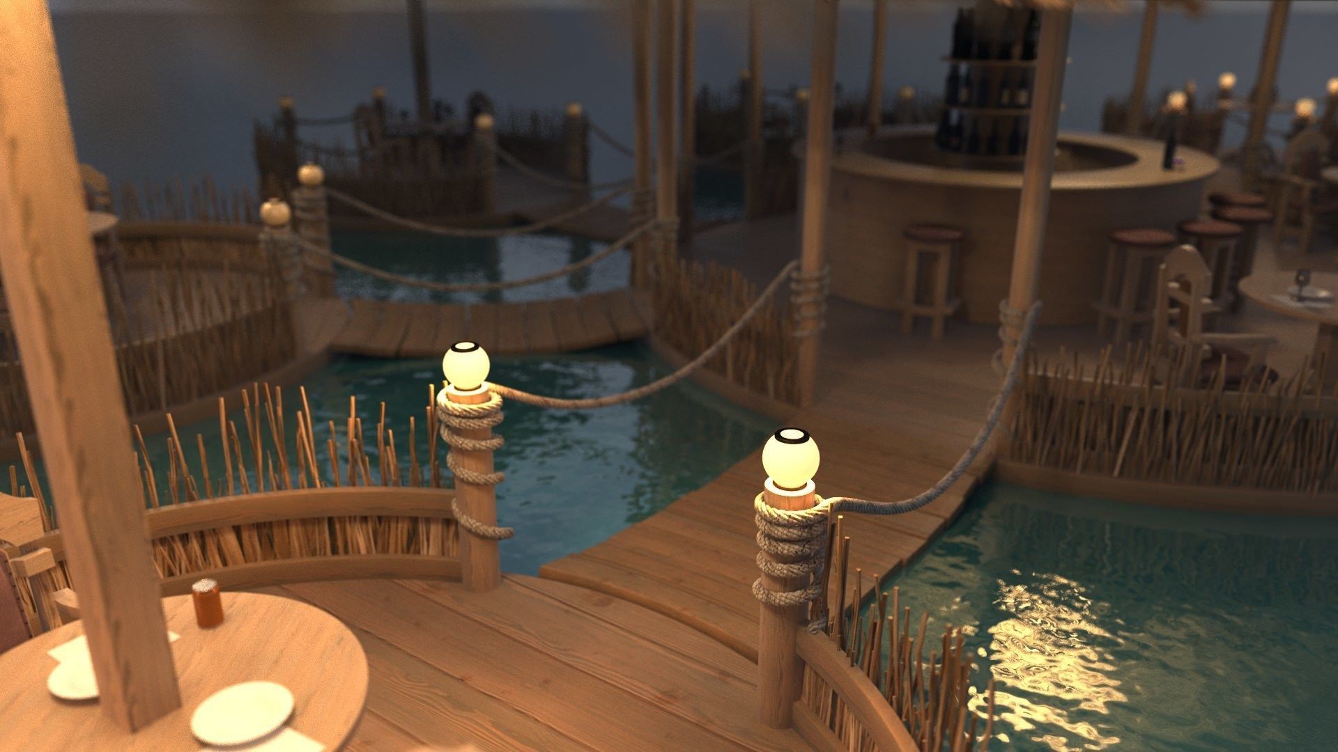 cafe on the water 3D model_4