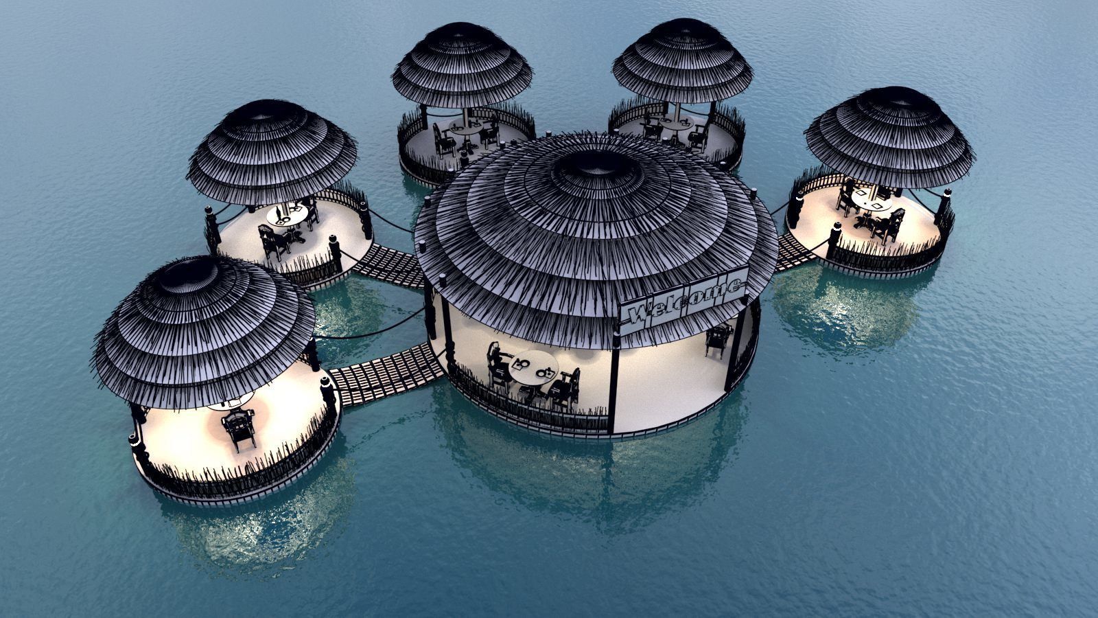 cafe on the water 3D model_2