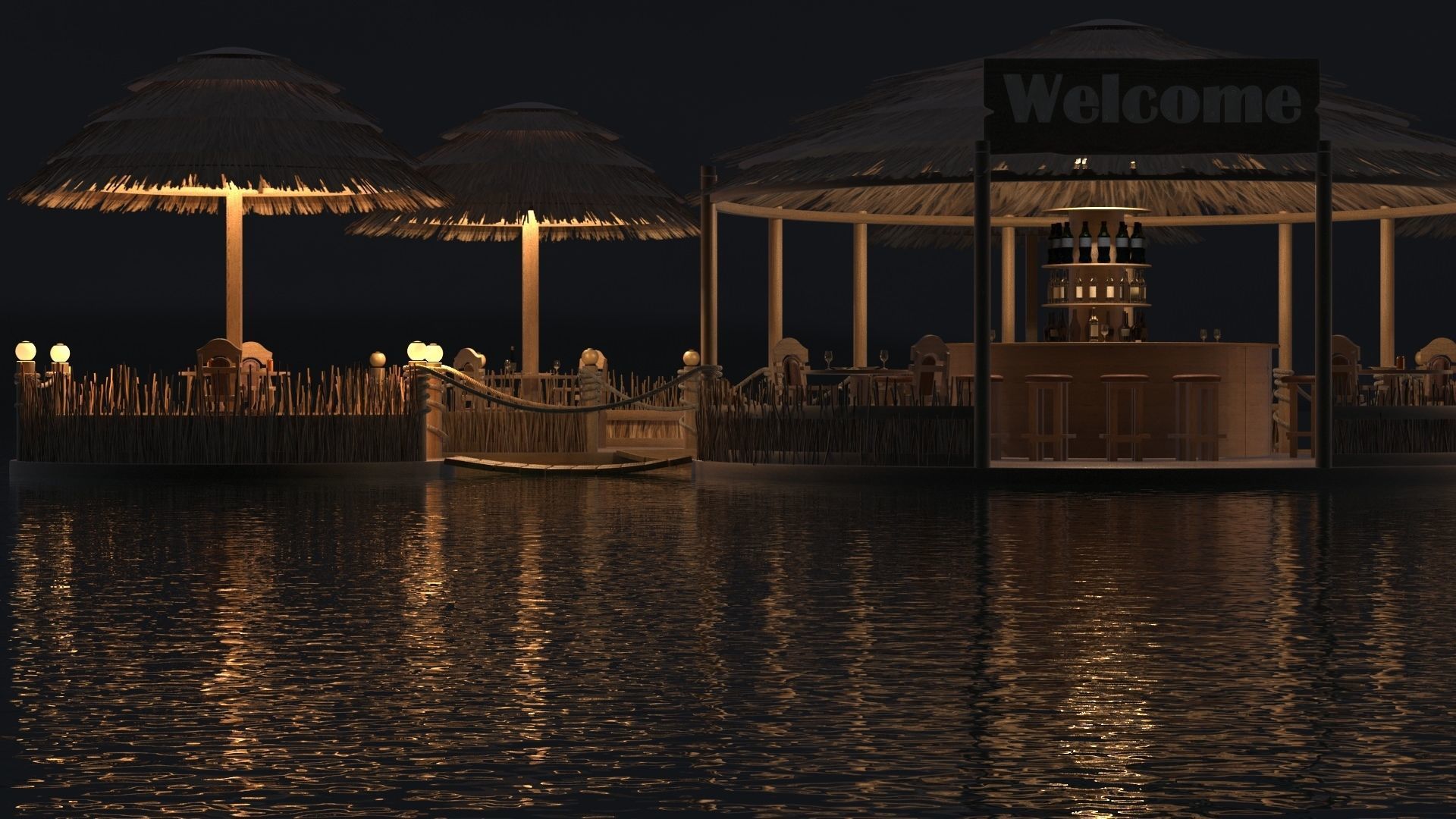 cafe on the water 3D model_6