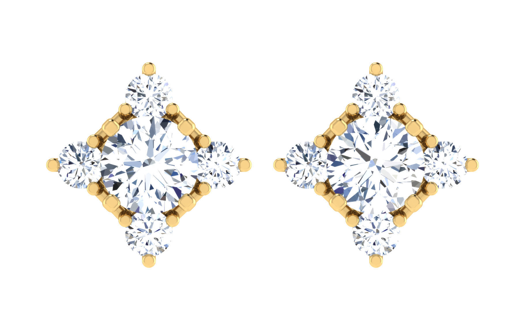 Solitaire pendant-earrings set 3dm stl render detail 3D print 3D print model_3