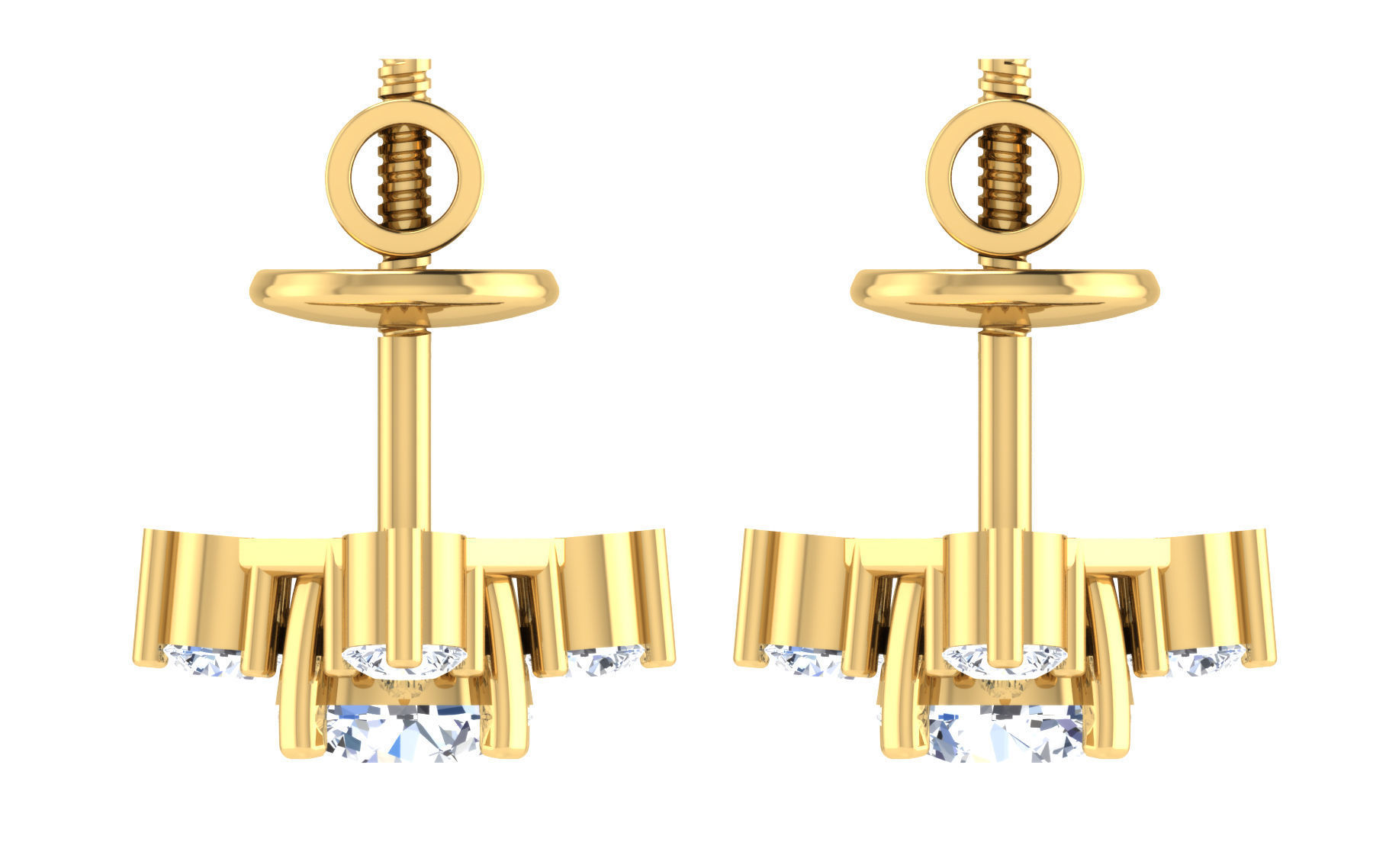 Solitaire pendant-earrings set 3dm stl render detail 3D print 3D print model_7