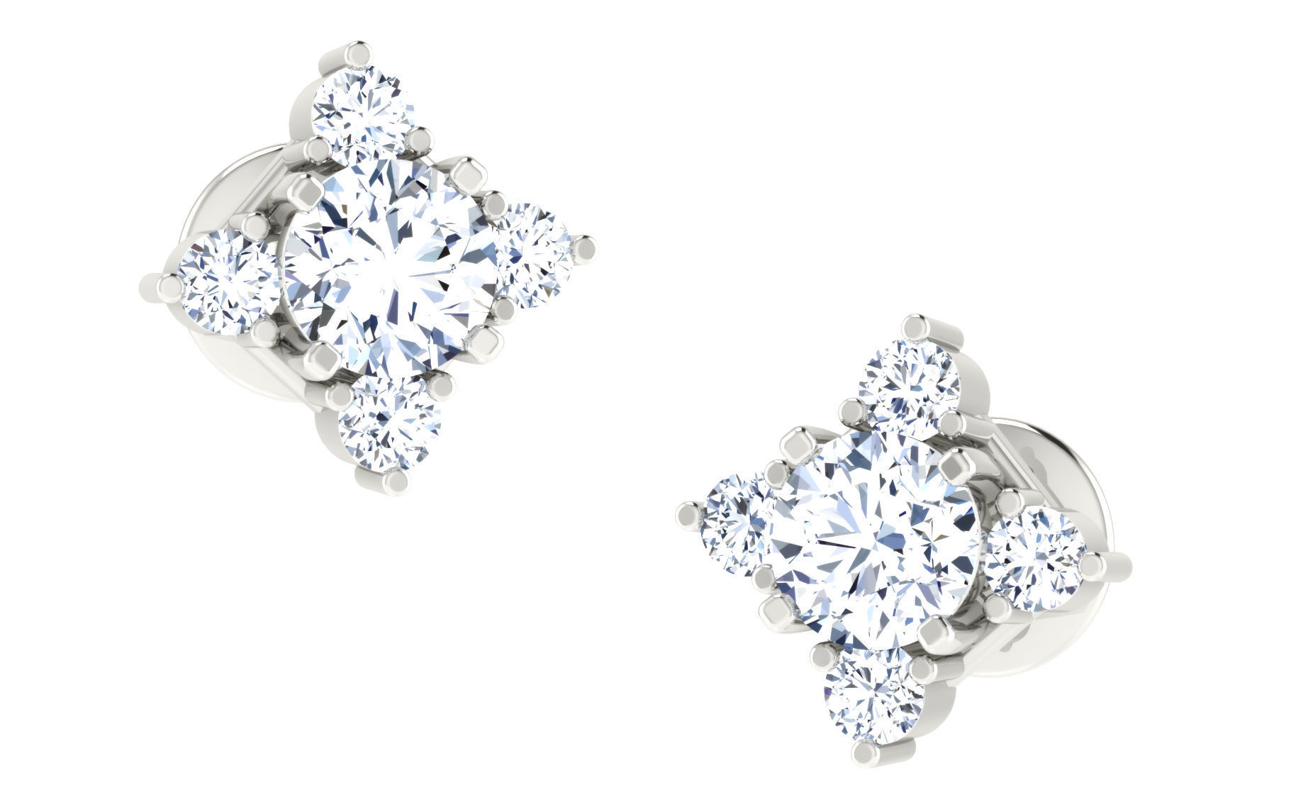 Solitaire pendant-earrings set 3dm stl render detail 3D print 3D print model_17