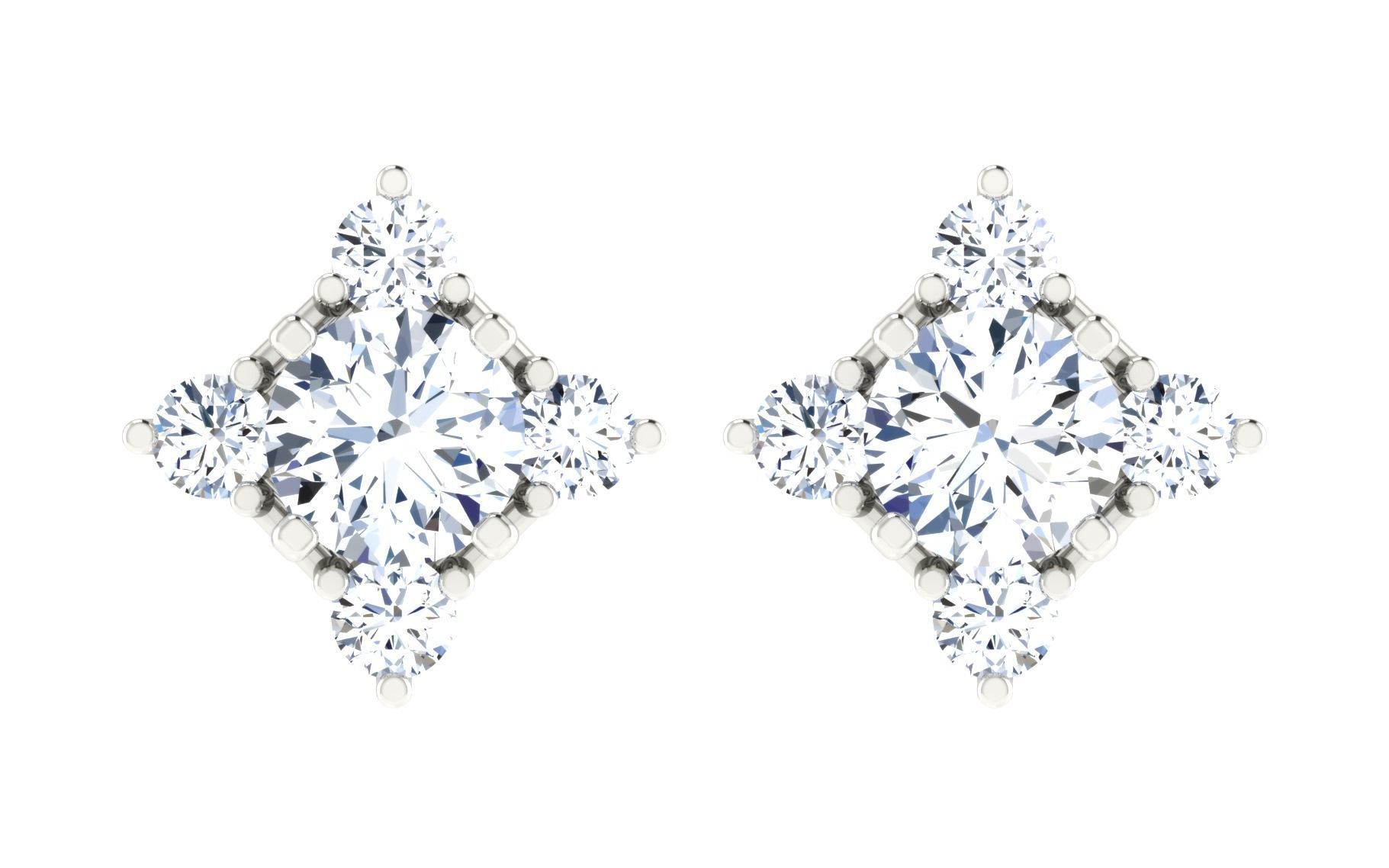 Solitaire pendant-earrings set 3dm stl render detail 3D print 3D print model_19