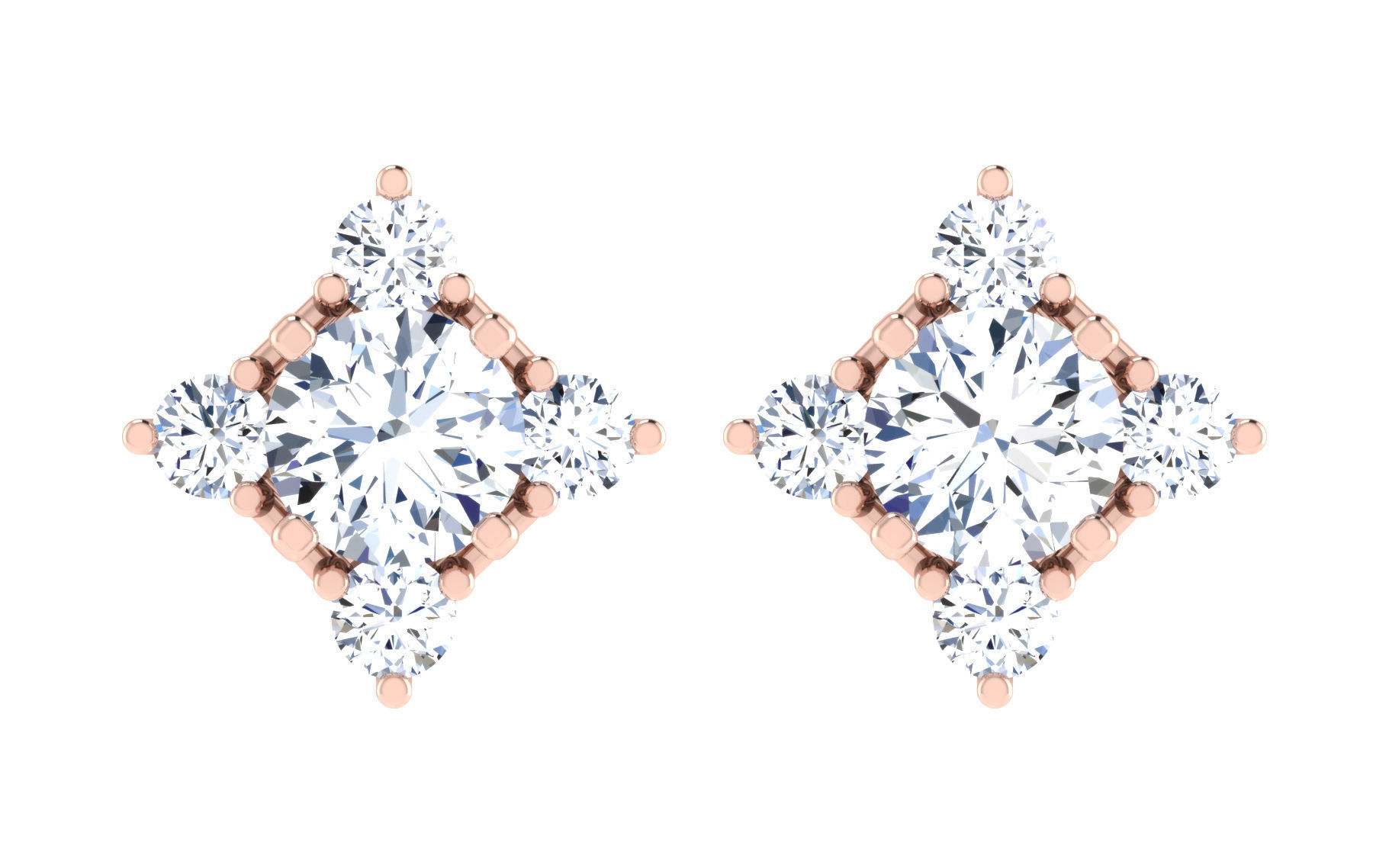 Solitaire pendant-earrings set 3dm stl render detail 3D print 3D print model_11