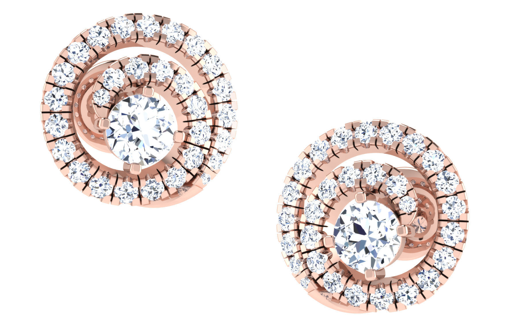 Solitaire pendant-earrings set 3dm stl render detail 3D print 3D print model_9