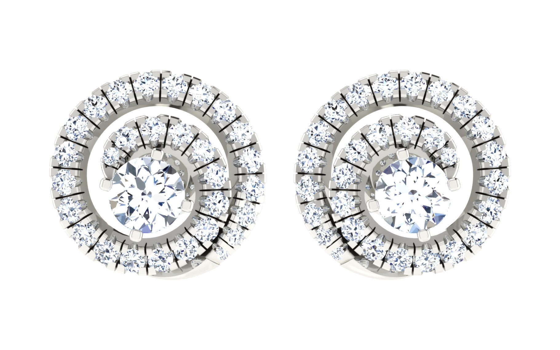 Solitaire pendant-earrings set 3dm stl render detail 3D print 3D print model_20