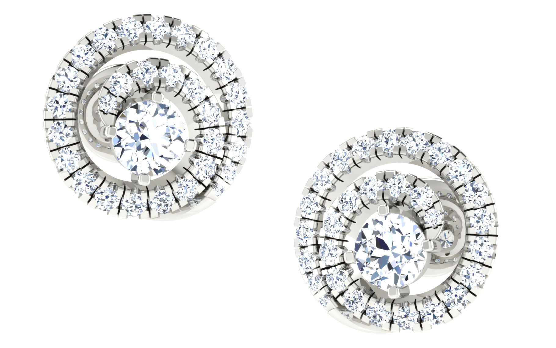 Solitaire pendant-earrings set 3dm stl render detail 3D print 3D print model_17