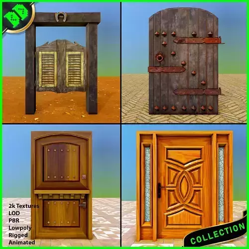 Door Pack  - 1 Low-poly 3D model