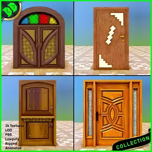 Door Pack - 3 Low-poly 3D model