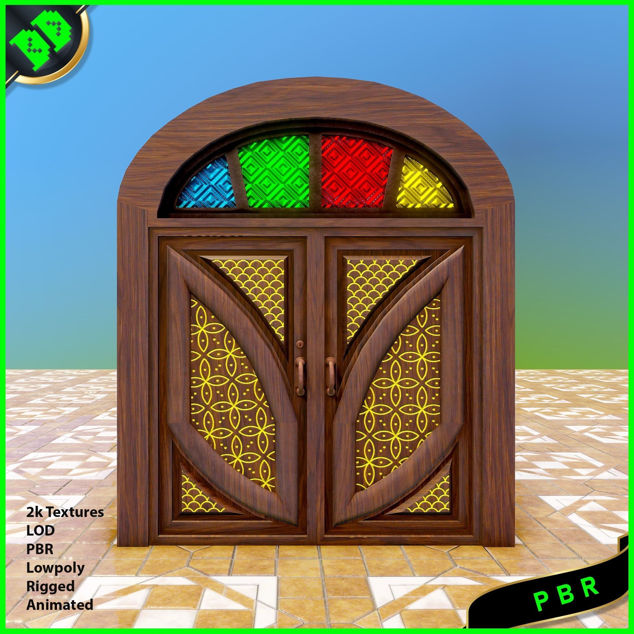 Door Pack - 4 Low-poly 3D model_2