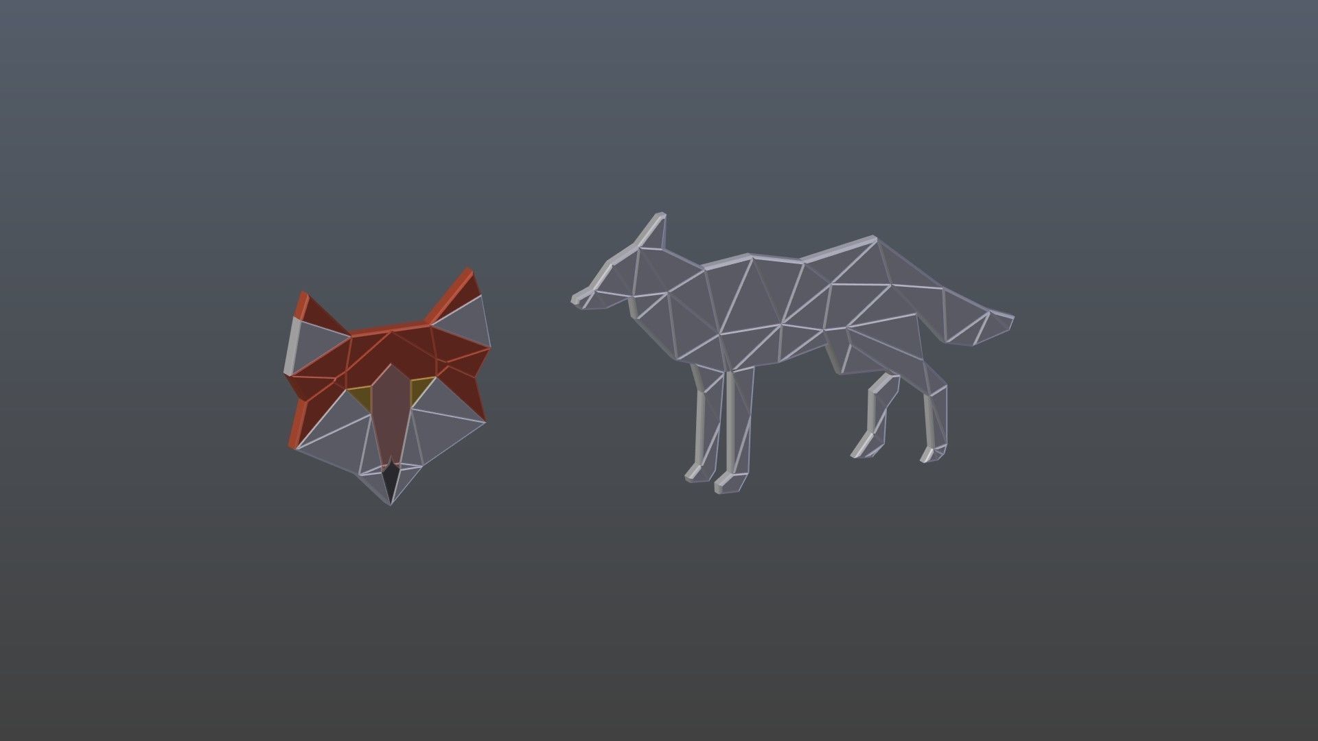 Low poly fox symbols Free low-poly 3D model_9