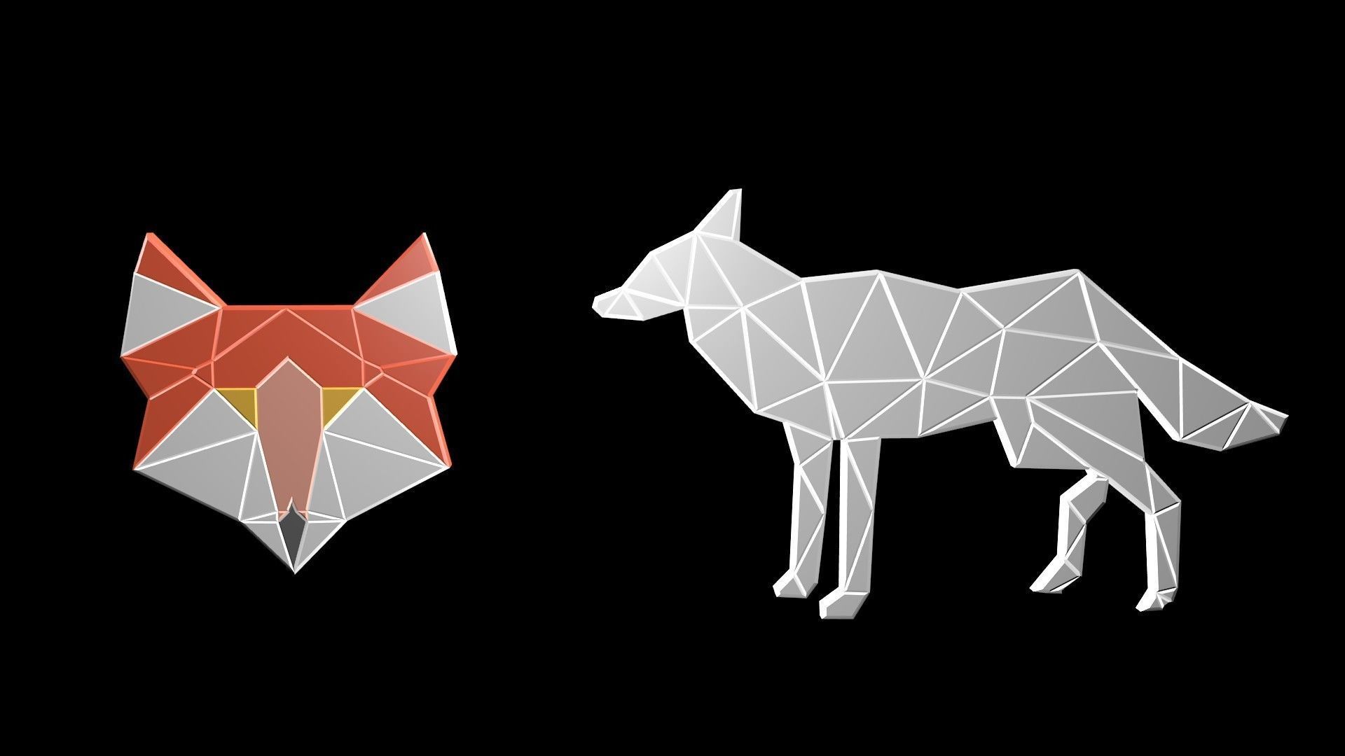 Low poly fox symbols Free low-poly 3D model_1