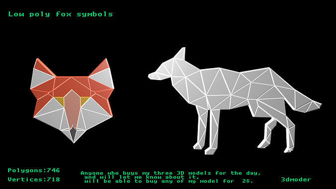 Low poly fox symbols Free low-poly 3D model