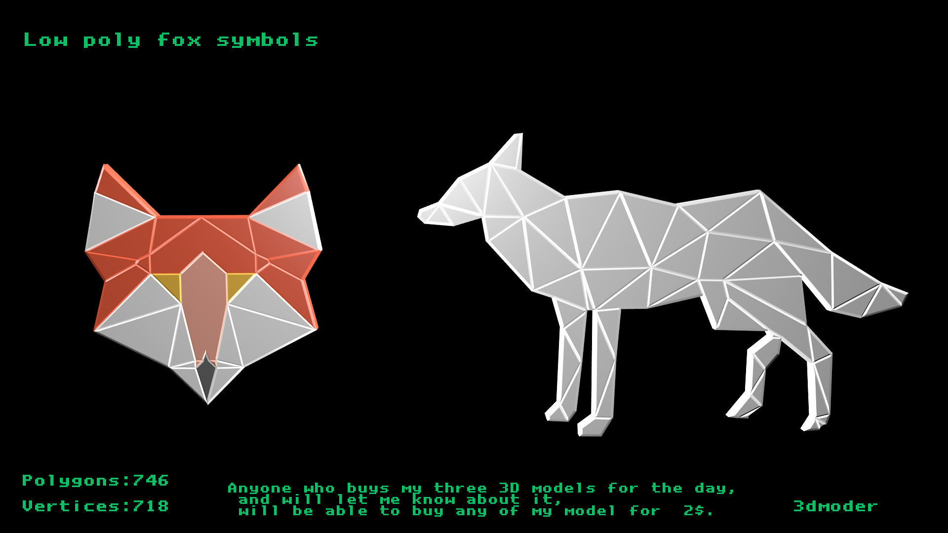 Low poly fox symbols Free low-poly 3D model_0