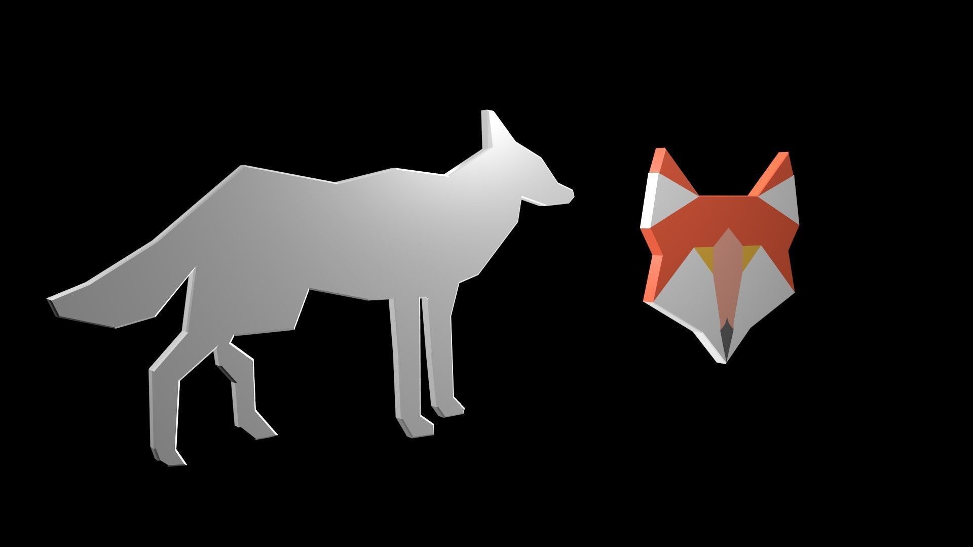 Low poly fox symbols Free low-poly 3D model_6