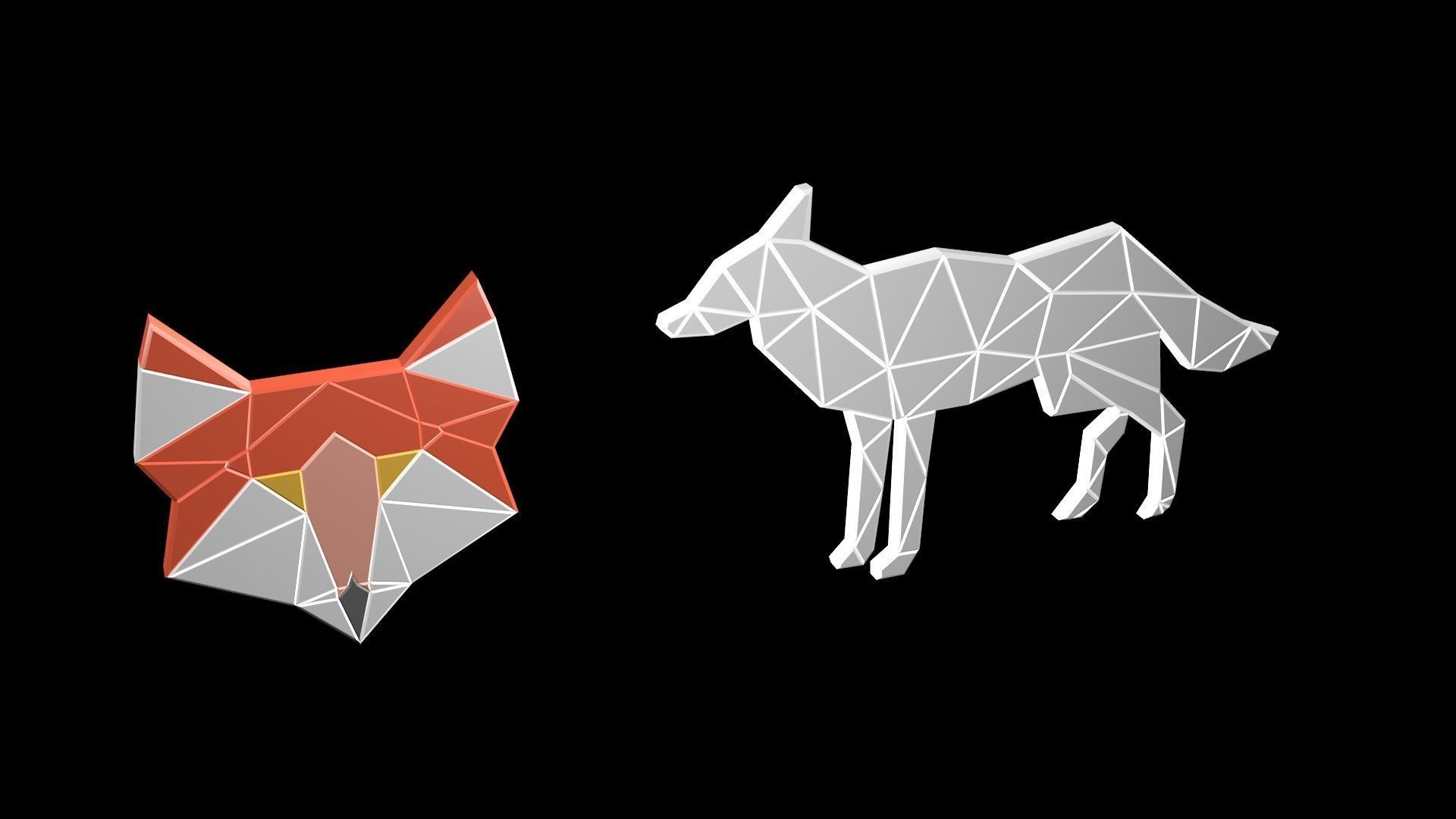 Low poly fox symbols Free low-poly 3D model_2