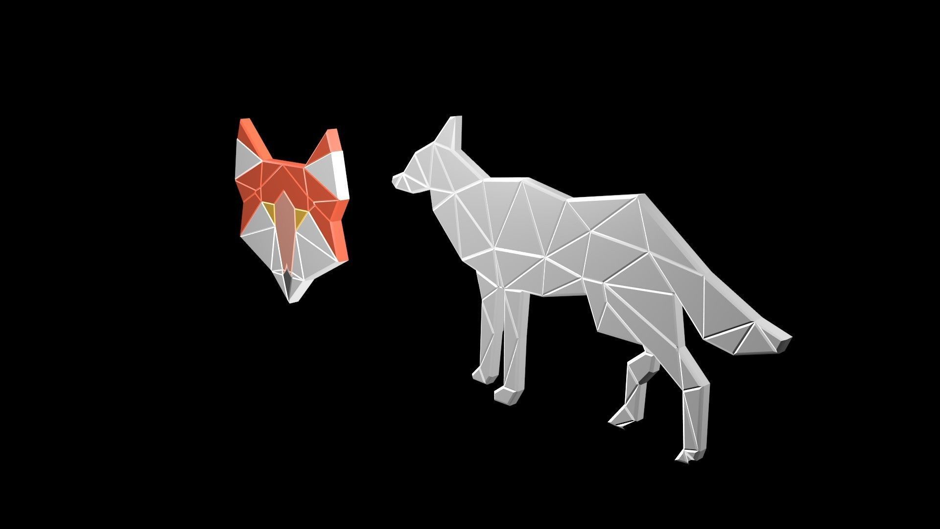 Low poly fox symbols Free low-poly 3D model_3