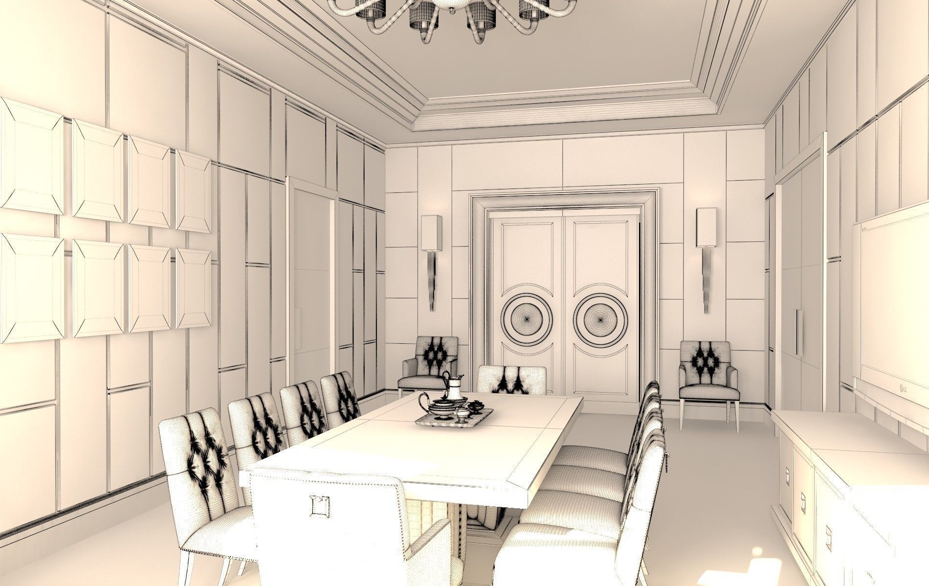 House Liveroom Interior 3D model_2